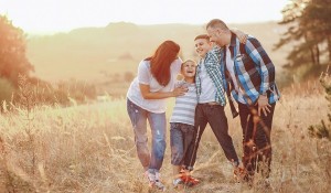 family in a field