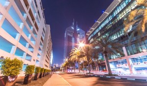 Beautiful evening atmosphere in downtown Dubai
